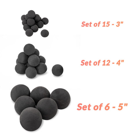 Skyflame 4-inch ceramic spheres reduce ash and odor in setups.