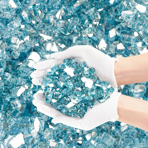 Skyflame Aqua Blue Fire Glass half-inch warmth enhancement for cozy evenings.