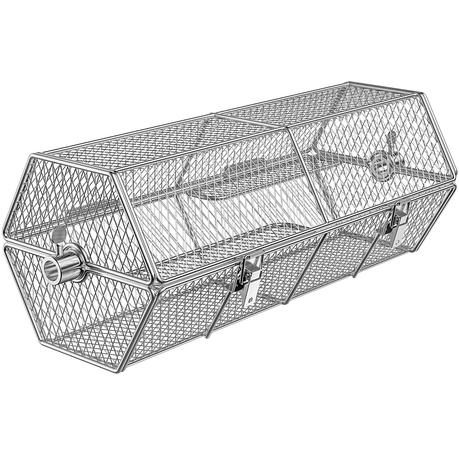 Skyflame basket front view shows sturdy stainless steel for durable, even roasting.