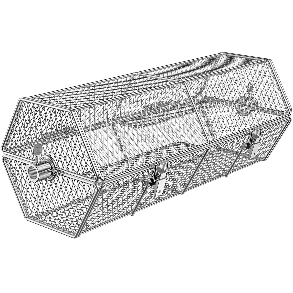 Skyflame basket front view shows sturdy stainless steel for durable, even roasting.
