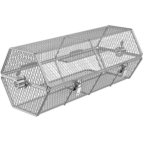 Skyflame basket front view shows sturdy stainless steel for durable, even roasting.