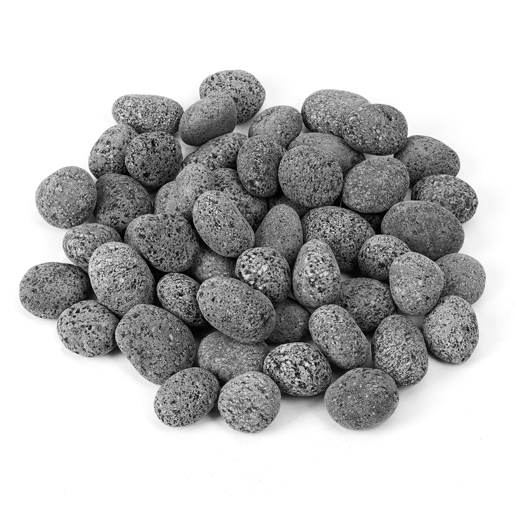 Skyflame lava rock pebbles closeup shows porous texture for moisture and gas dispersion