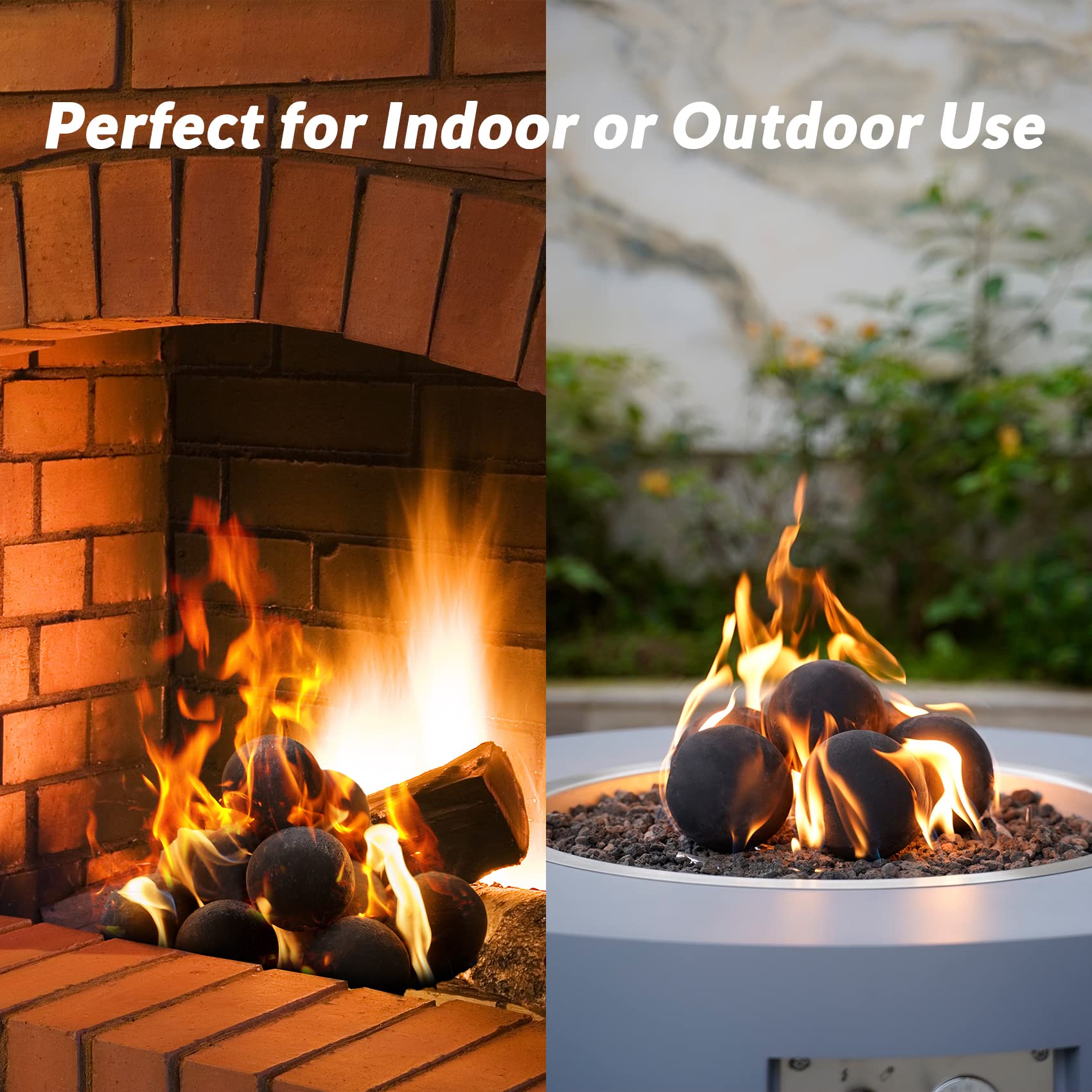 Skyflame ceramic fire balls safely operate with natural gas or propane systems.