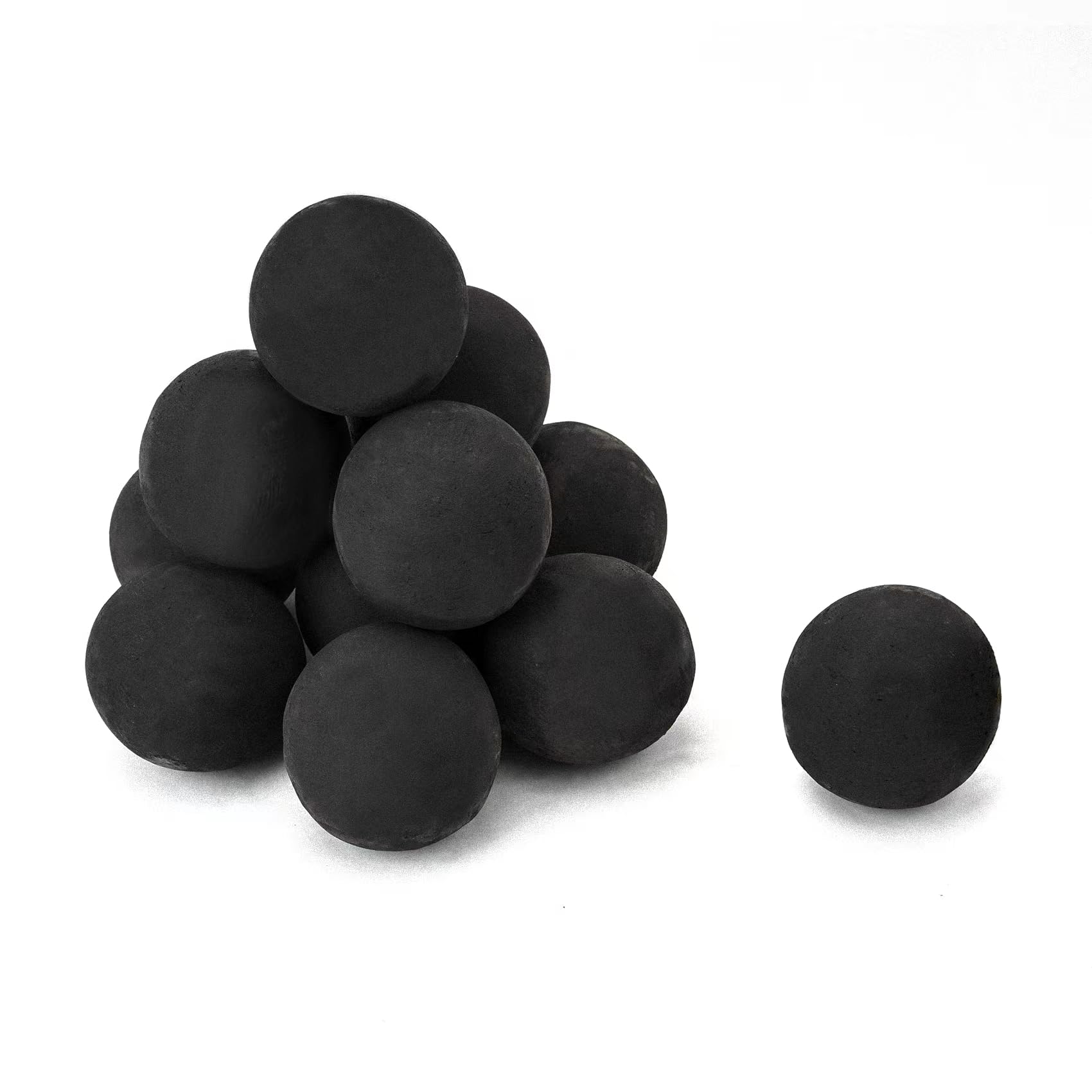 Skyflame 4-inch black ceramic fireball set12 for clean burning indoors and outdoors.
