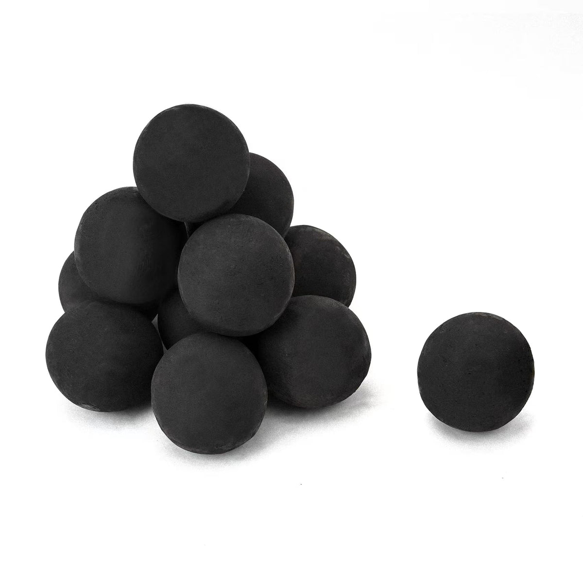 Skyflame 4-inch black ceramic fireball set12 for clean burning indoors and outdoors.