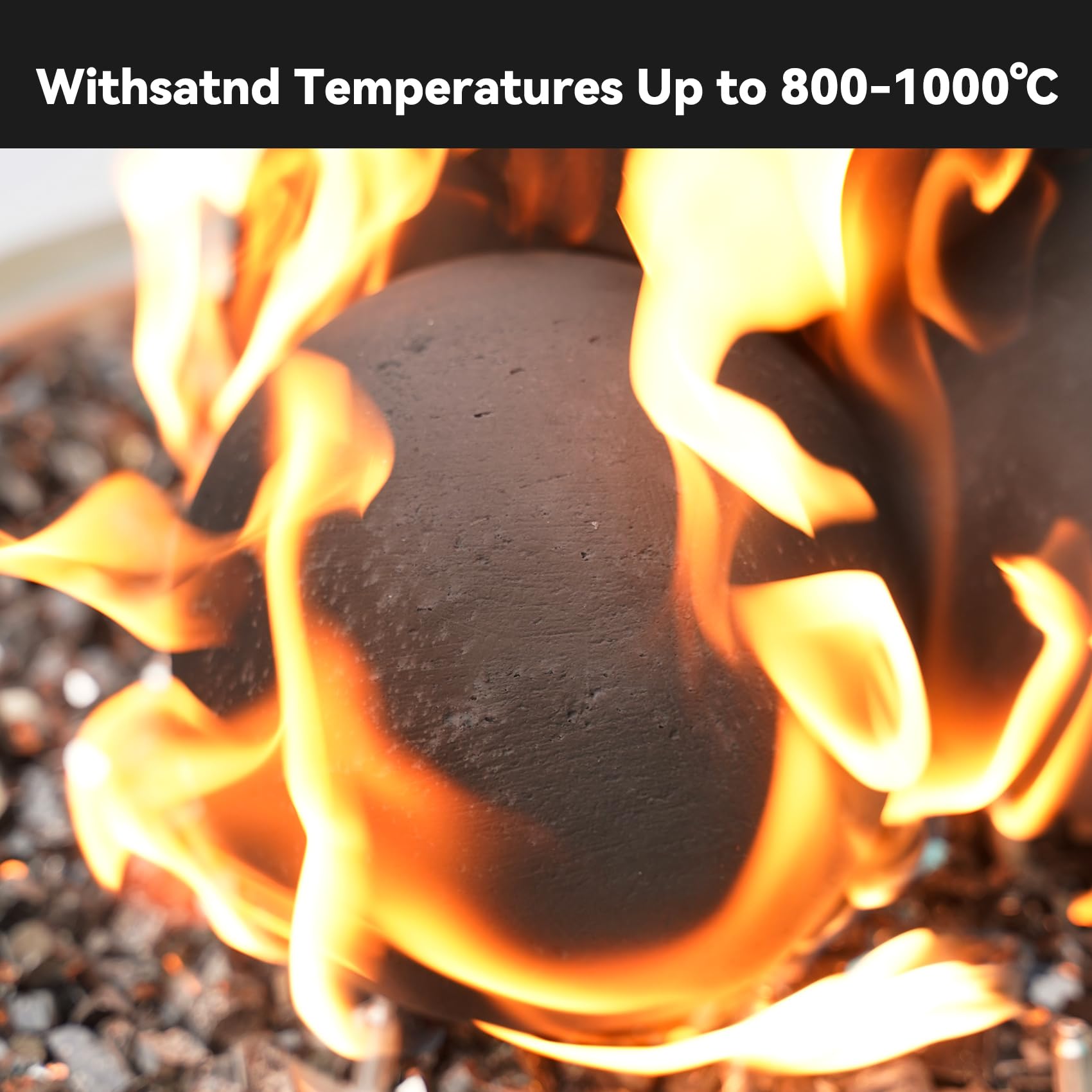 Skyflame ceramic sphere highlights heat resistance up to 1000C.