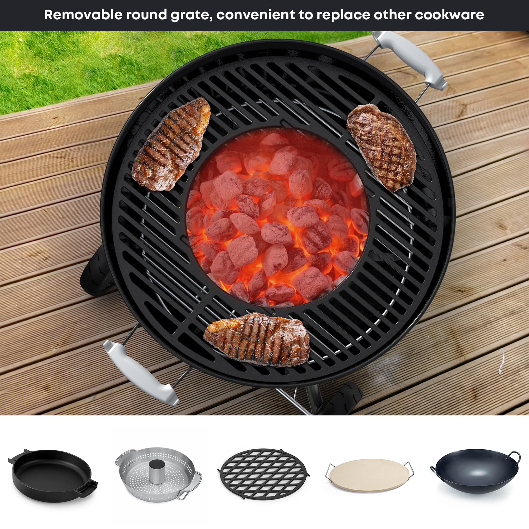 Skyflame Charkettle easy cleanup thanks to the durable porcelain-enameled finish.