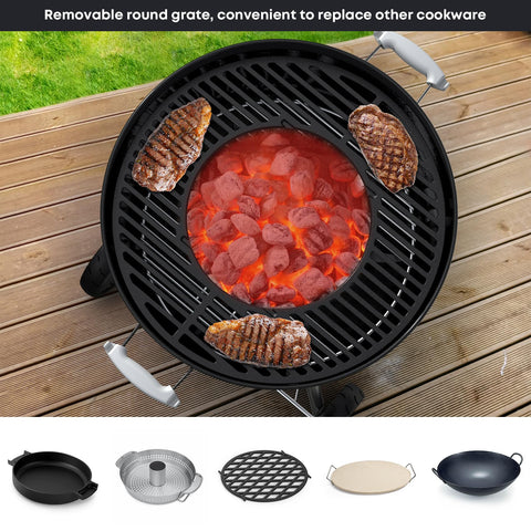 Skyflame Charkettle easy cleanup thanks to the durable porcelain-enameled finish.