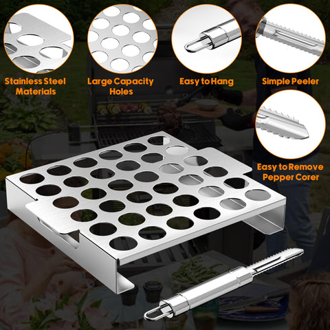 Skyflame curved handles enable safe transfer to and from the grill.
