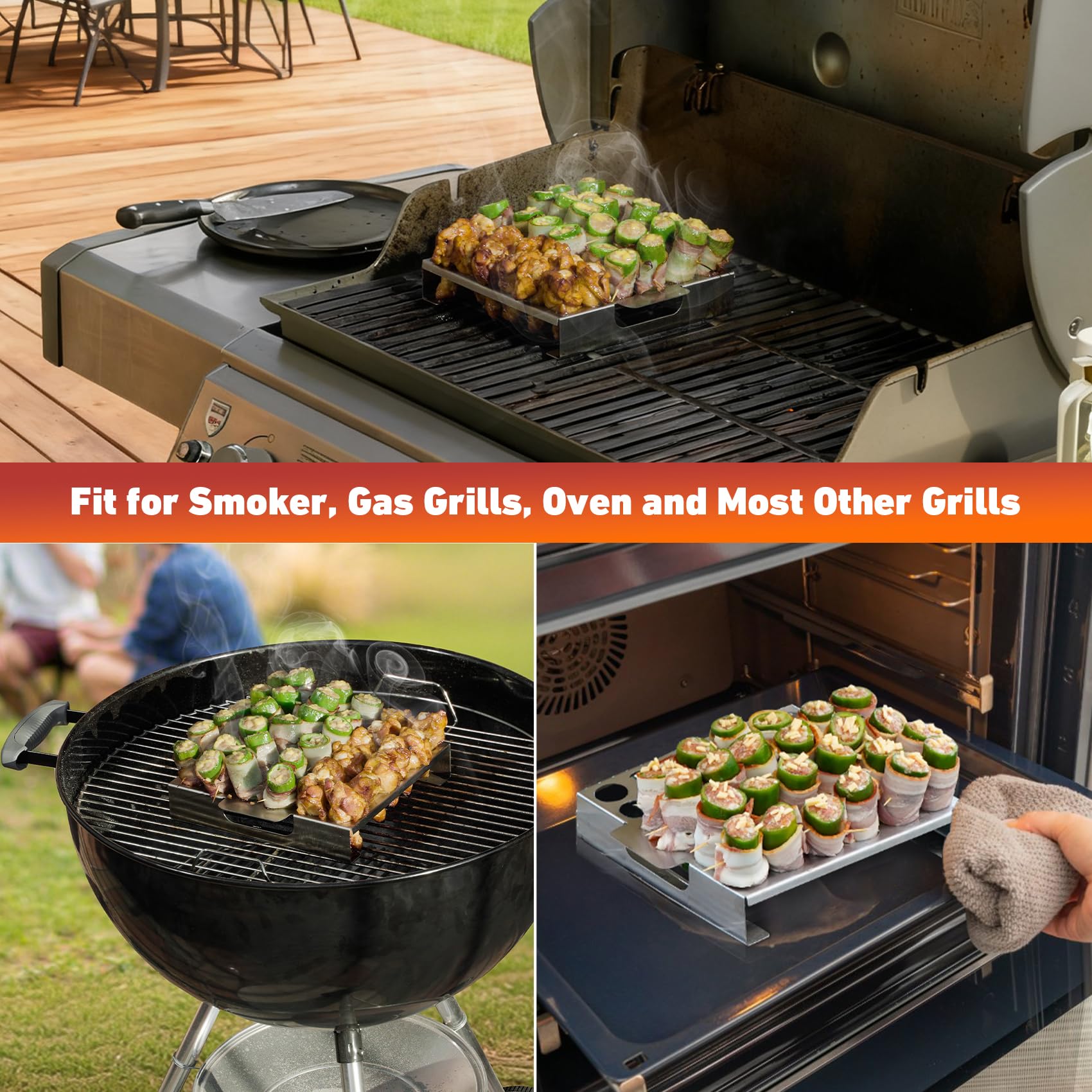 Skyflame drumstick and wings rack as a versatile BBQ accessory.