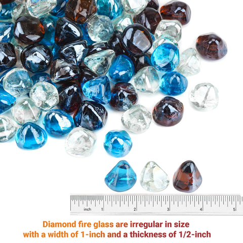 Skyflame Crystal Ice half-inch fire glass diamonds bring modern sparkle.
