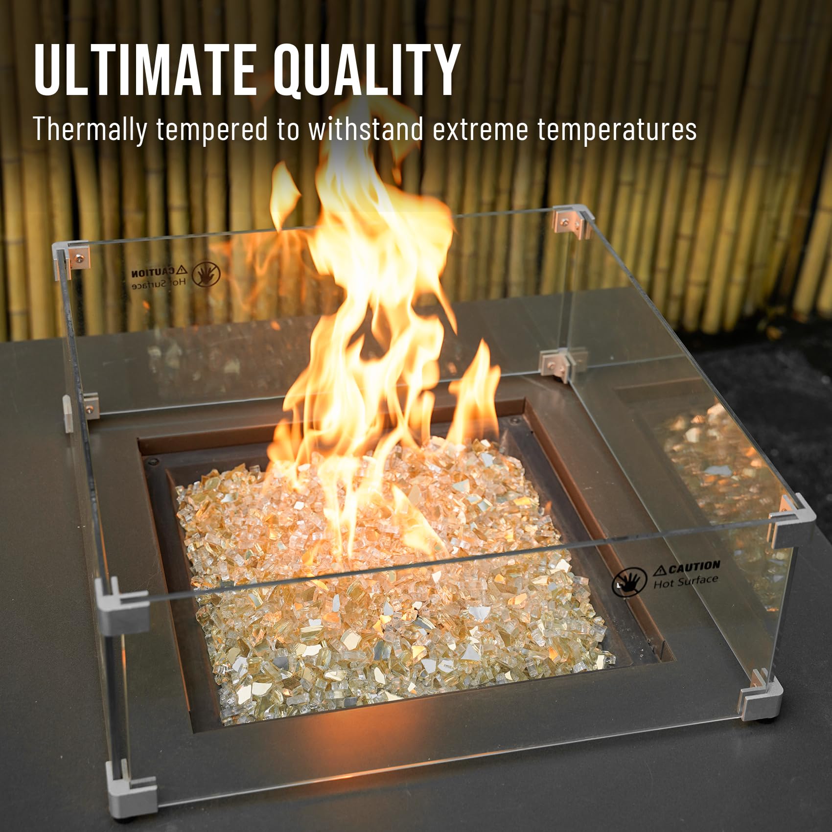 Skyflame fire glass ideal for fire pit installation and even heat distribution.
