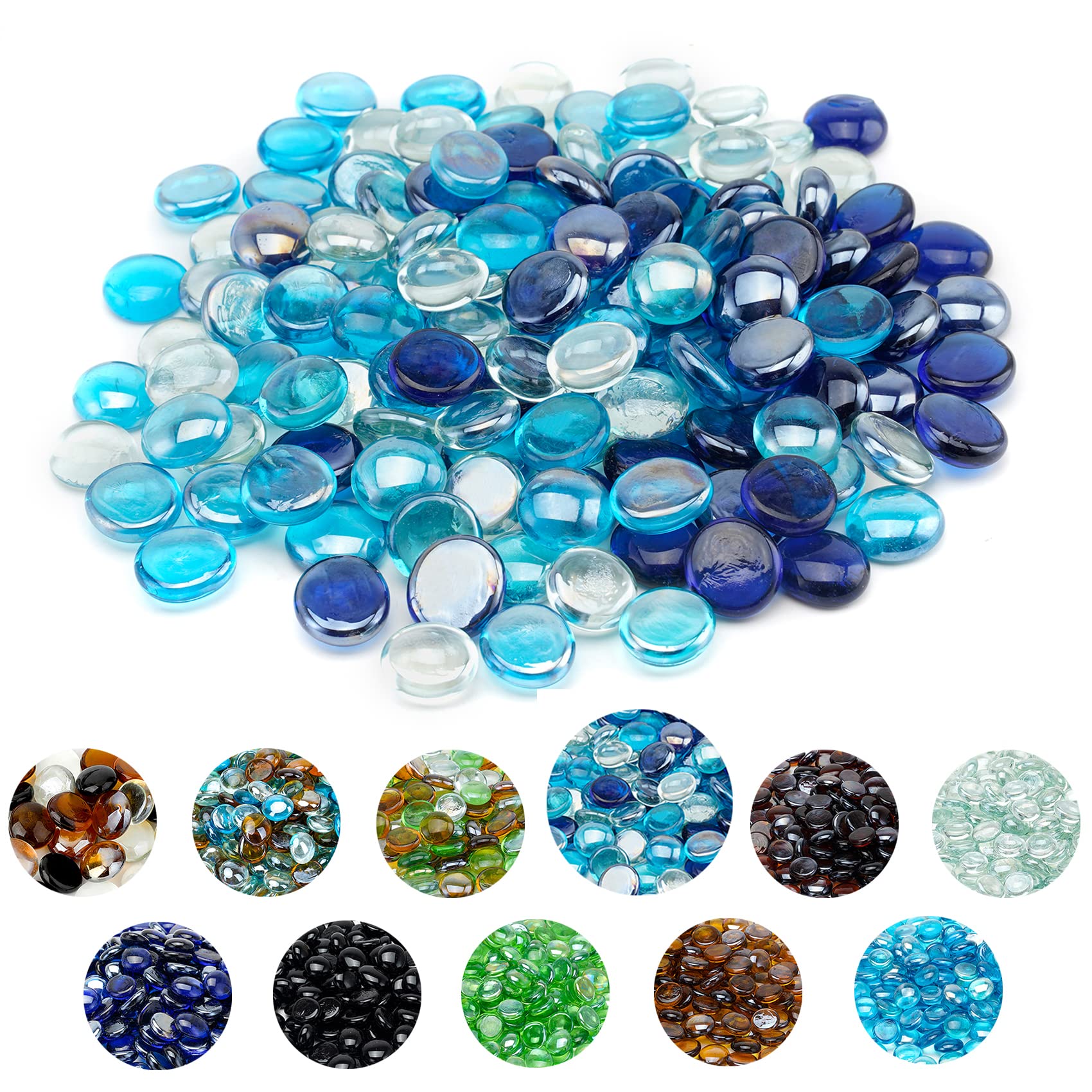 Skyflame cobalt blue half-inch fire glass beads for vibrant outdoor pits.