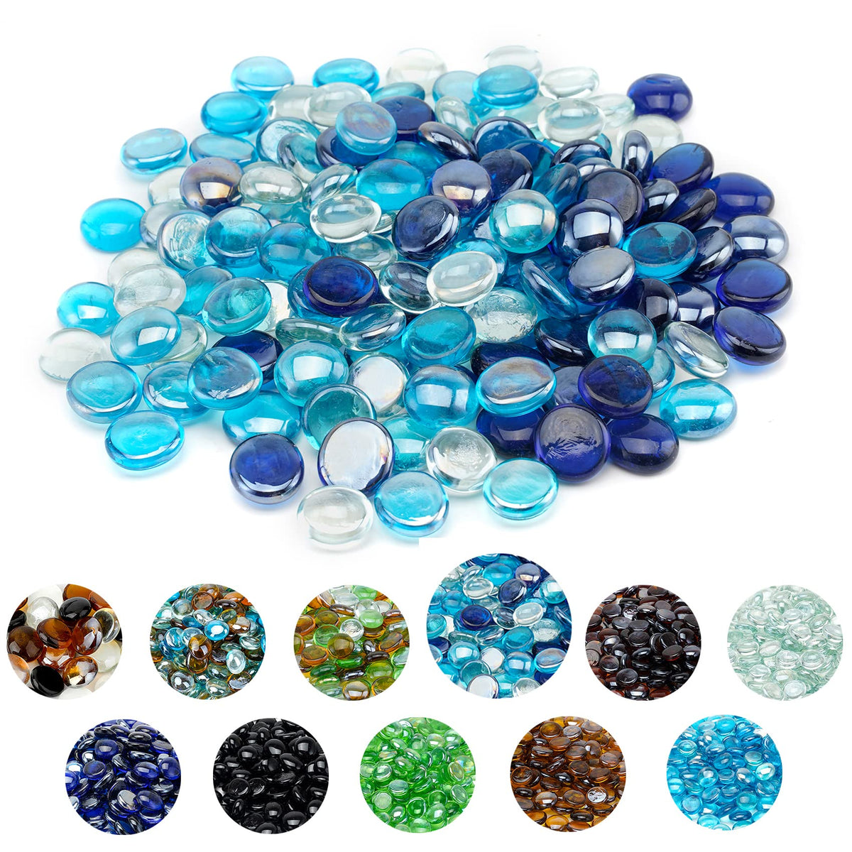 Skyflame cobalt blue half-inch fire glass beads for vibrant outdoor pits.