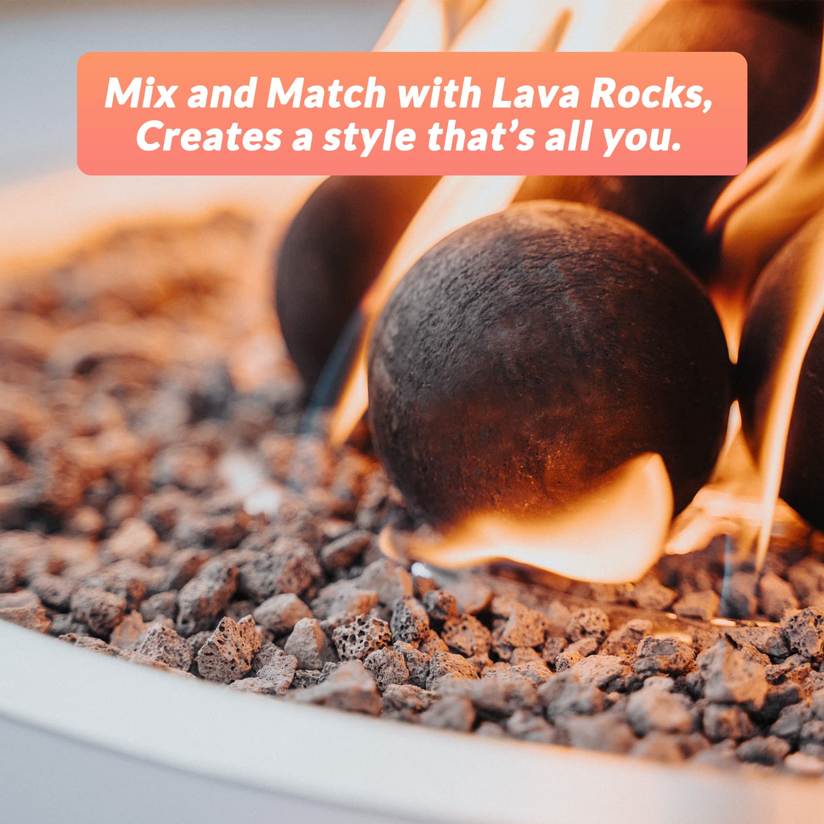 Skyflame compatible with fire glass and rock for creative mixes.
