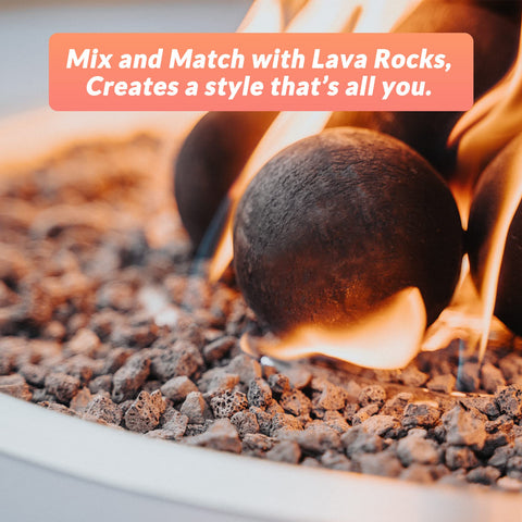 Skyflame compatible with fire glass and rock for creative mixes.