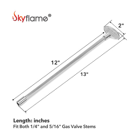 Skyflame universal key fits 1/4 and 5/16 inch stems for versatility.