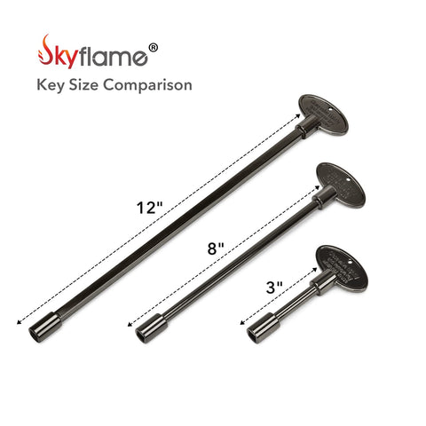Skyflame valve key fits 5-16 inch stems for versatile valve access.