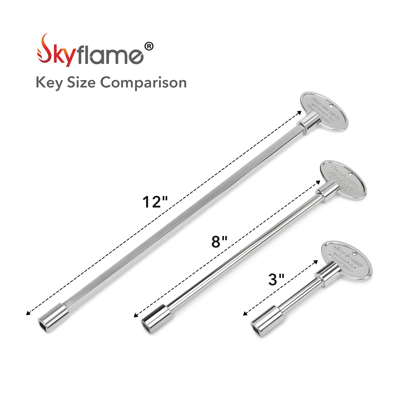 Skyflame gas valve key compatible with ball and globe valves.