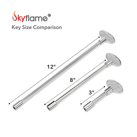 Skyflame gas valve key fits five-sixteenths-inch stems for versatile setups.