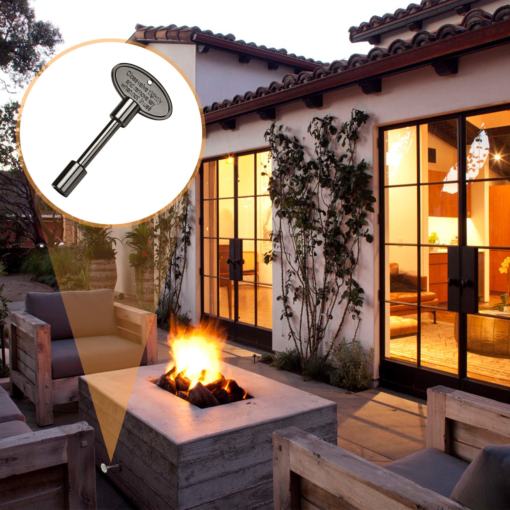 Skyflame gas valve key flat black finish blends with decor