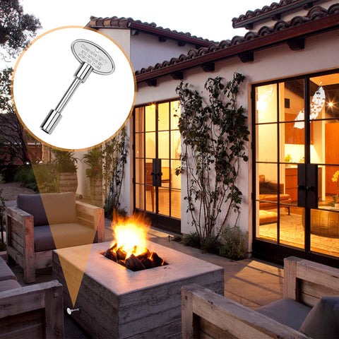 Skyflame tee-handle valve key enables precise on/off operation.