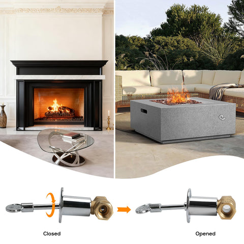 Skyflame half inch NPT inlet outlet supports standard fittings