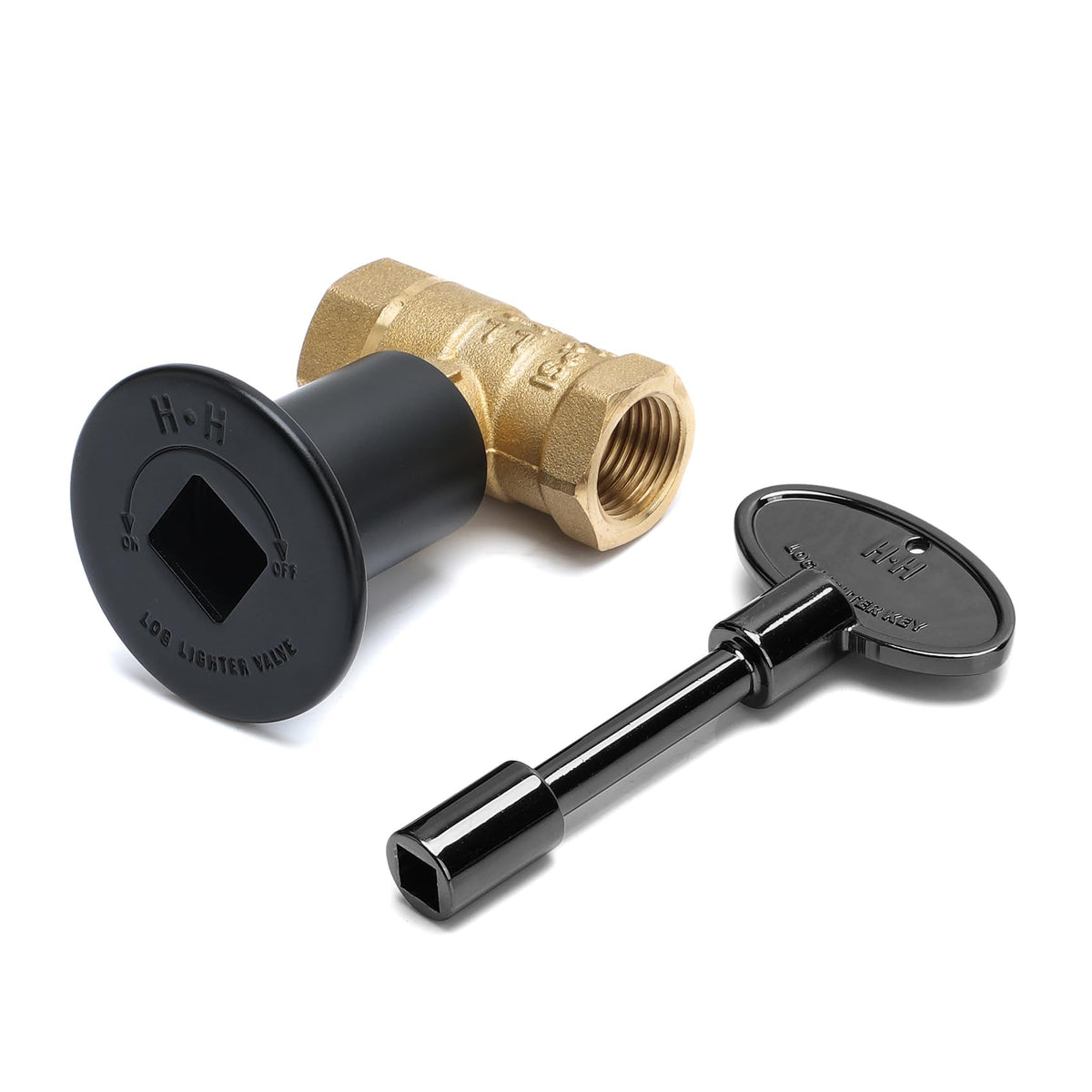 Skyflame half-inch straight gas key valve kit front view with high-flow design