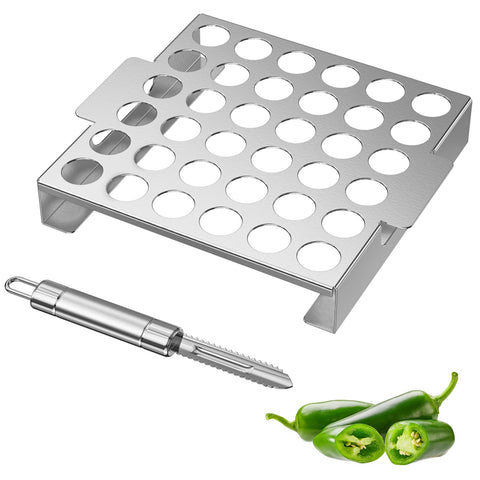 Skyflame jalapeno grill rack with handle ready for easy transport and even cooking.