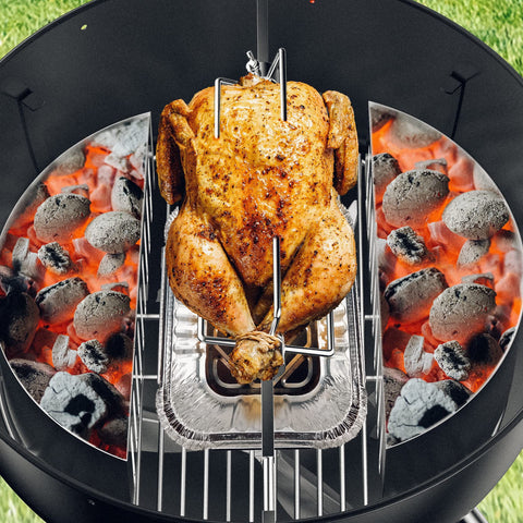 Skyflame large-capacity charcoal baskets hold more fuel for longer cooks.