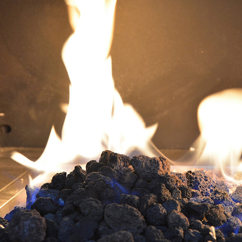 Skyflame lava rock base layer supports flame performance and even heat distribution.