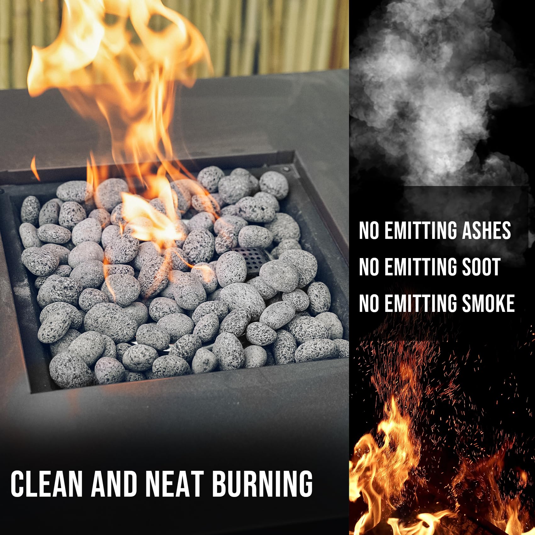 Skyflame lava rocks decorate garden and patio landscape for texture