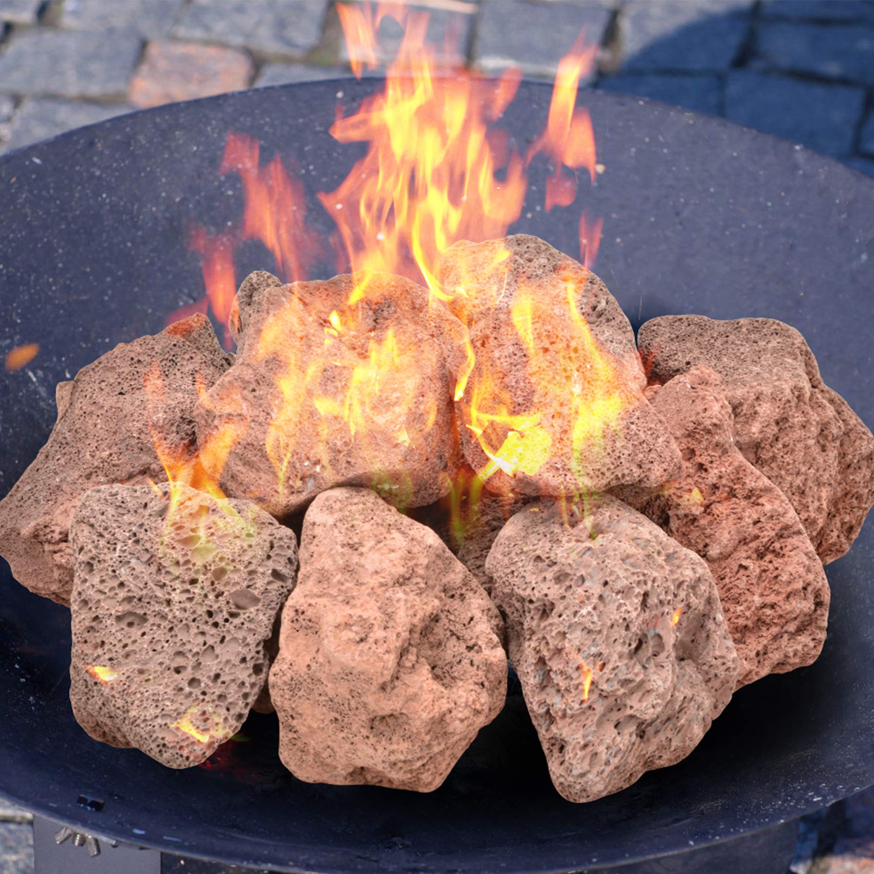 Skyflame lava rocks in fireplace setup demonstrate dramatic contrast and long-lasting performance.