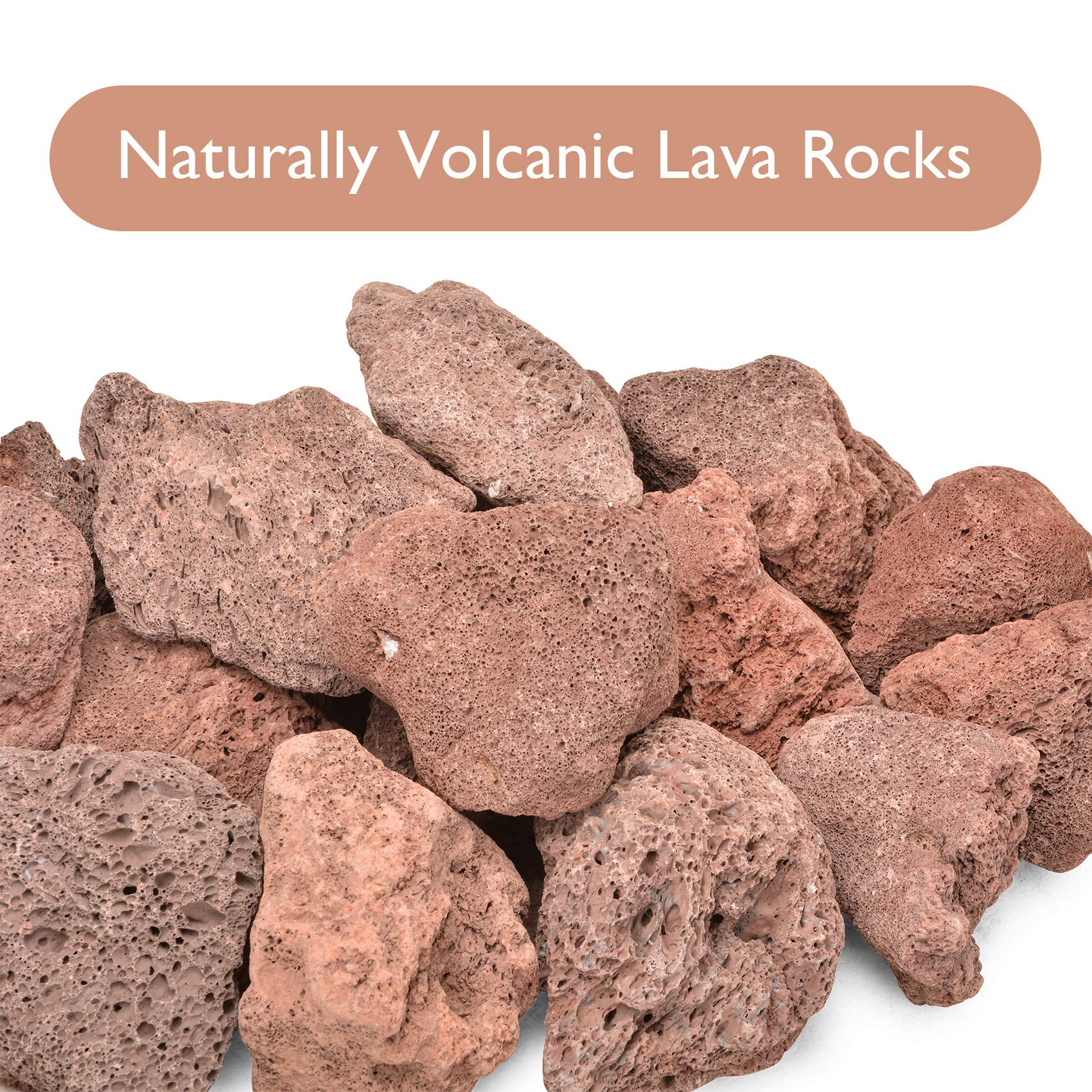 Skyflame lava rocks in garden landscape illustrate decorative mulch with heat-friendly accents.