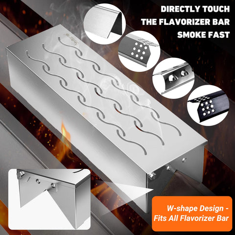 W-shaped Skyflame design fits gas grill flame deflectors for maximum smoke.
