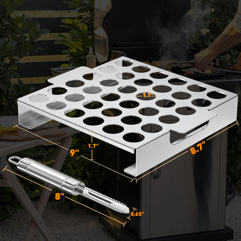 Skyflame stainless steel construction resists warping and cleans easily.