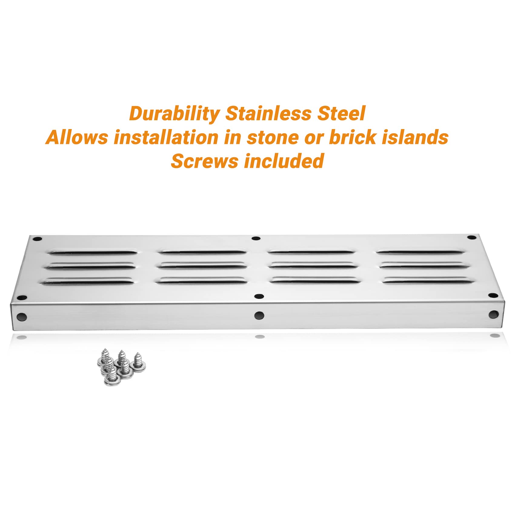 Skyflame stainless steel venting panel with 304 finish highlights lasting durability.