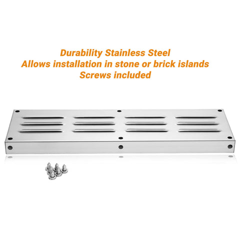 Skyflame stainless steel venting panel with 304 finish highlights lasting durability.
