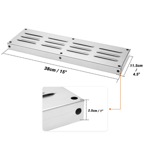 Skyflame venting panel beside an outdoor kitchen island in durable stainless finish.