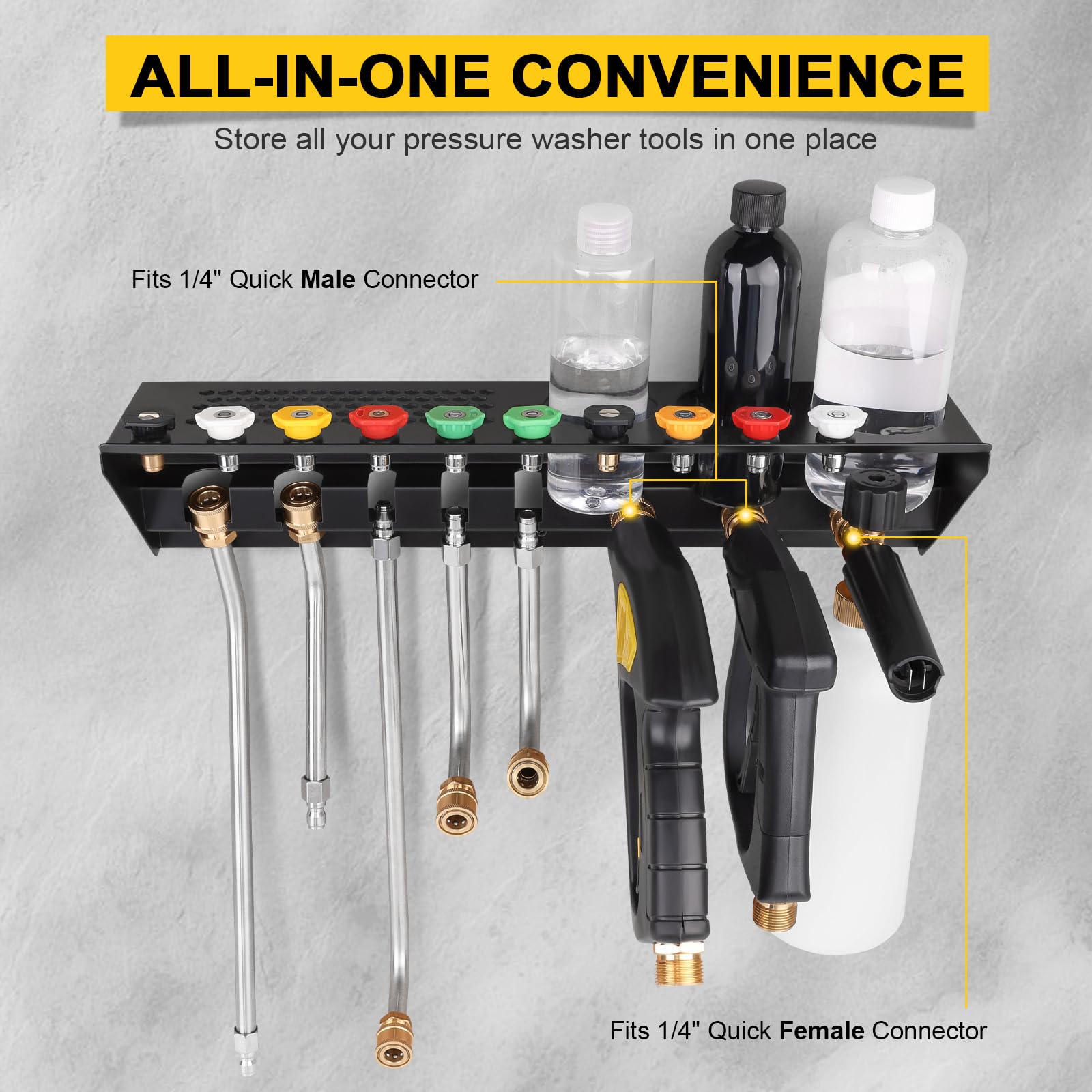 SKYJDM foam cannon holder with 1/4\" quick connector supports fast, efficient setups.