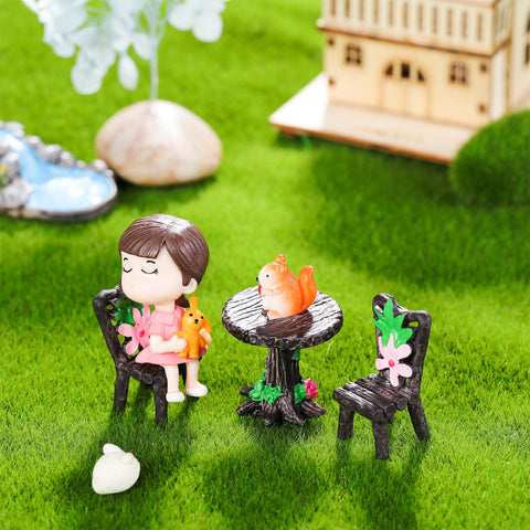 Skylety miniature garden bench creates cozy micro landscape seating