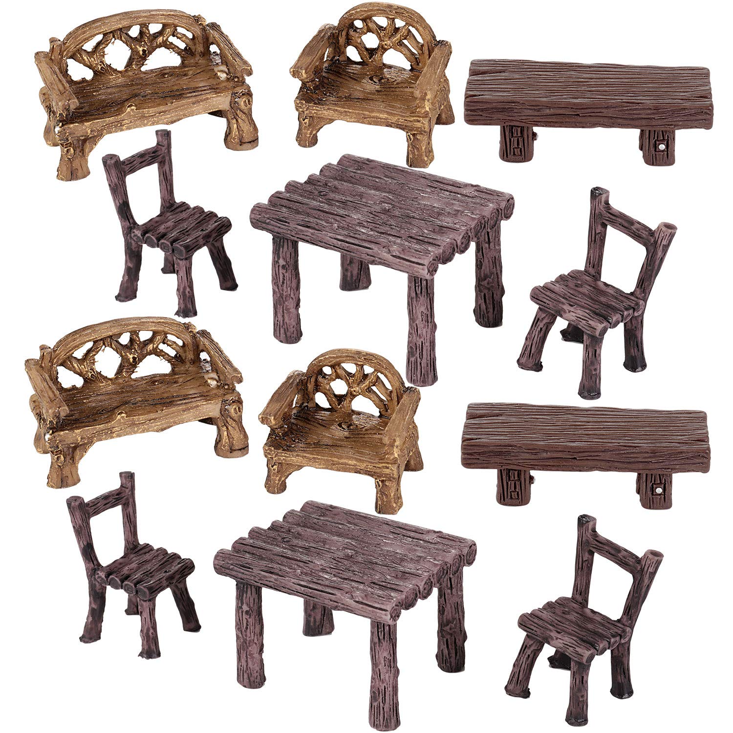 Skylety miniature garden table set with two tables for dollhouse scenes