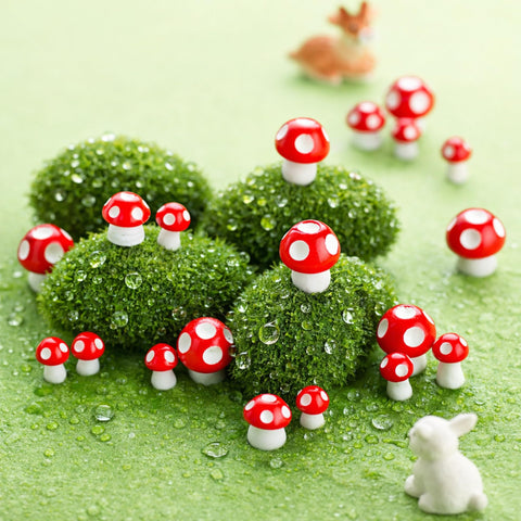 Skylety tiny red mushroom figurine for fairy garden scenes
