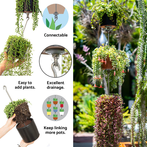 SkyPots Catch JR drip collector catching water after watering indoors