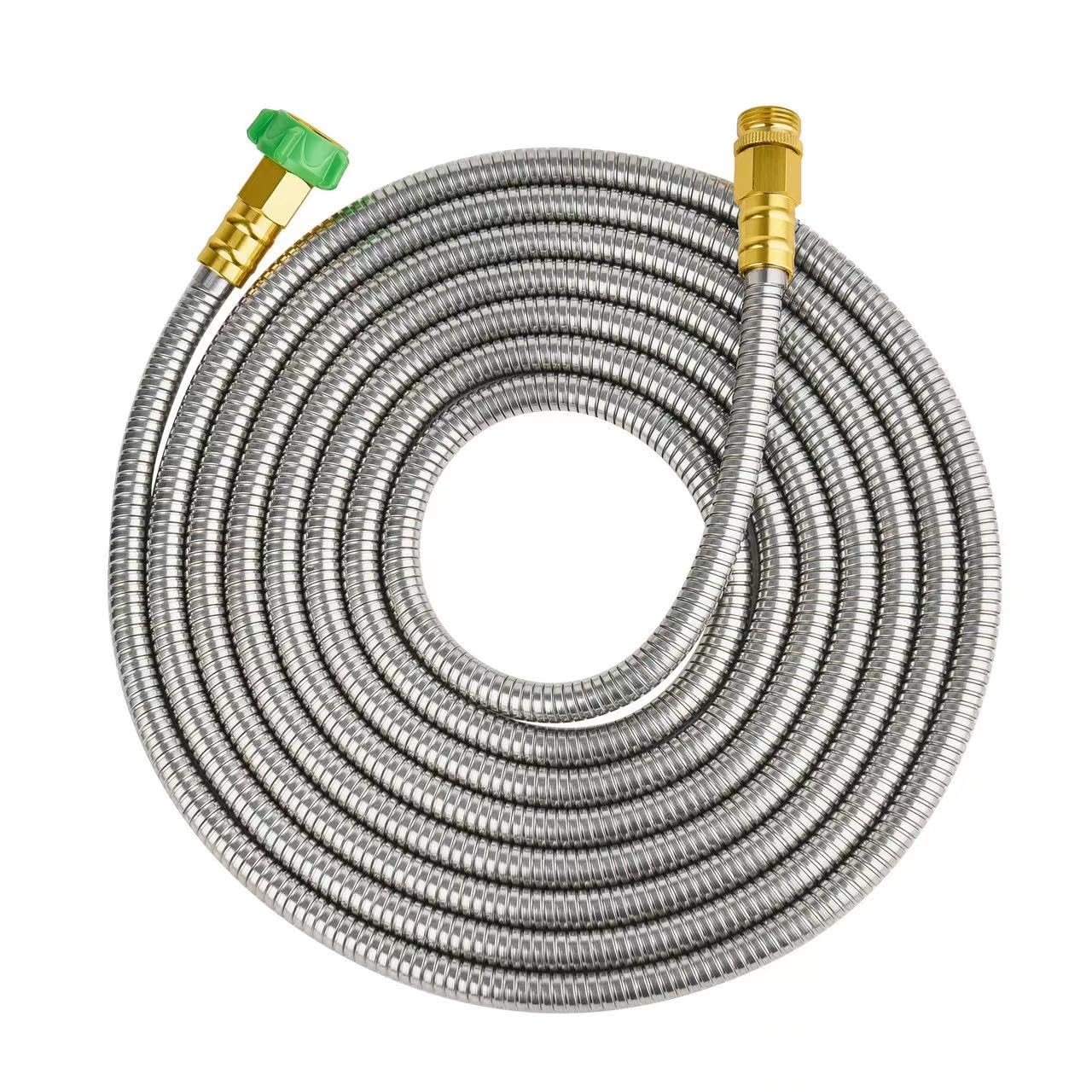 Skyward 304 stainless steel garden hose highlights durability and rust resistance.