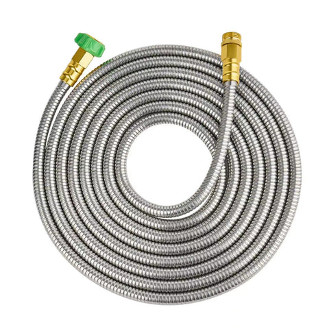 Skyward 304 stainless steel garden hose highlights durability and rust resistance.
