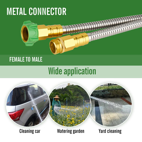 Skyward flexible garden hose highlights kink-free design for easy handling.