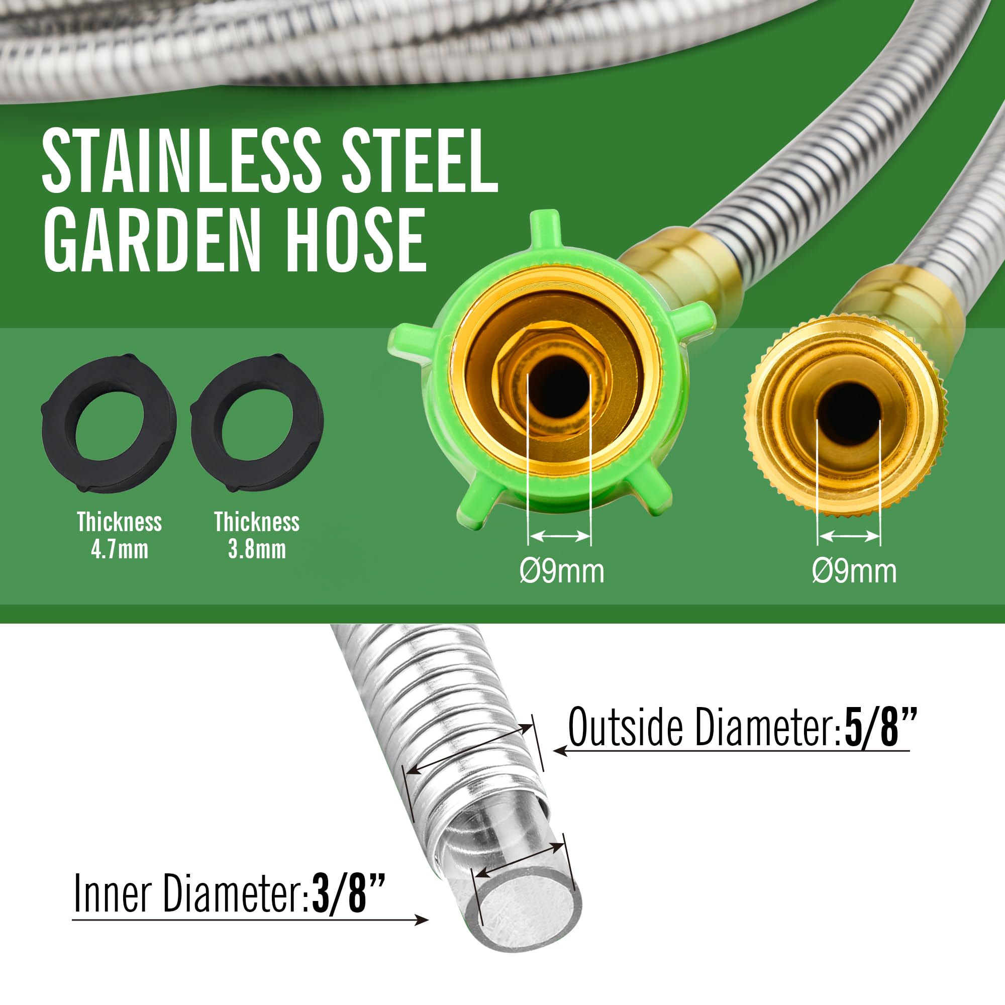 Skyward hose with reinforced, leak-proof connectors for secure watering.