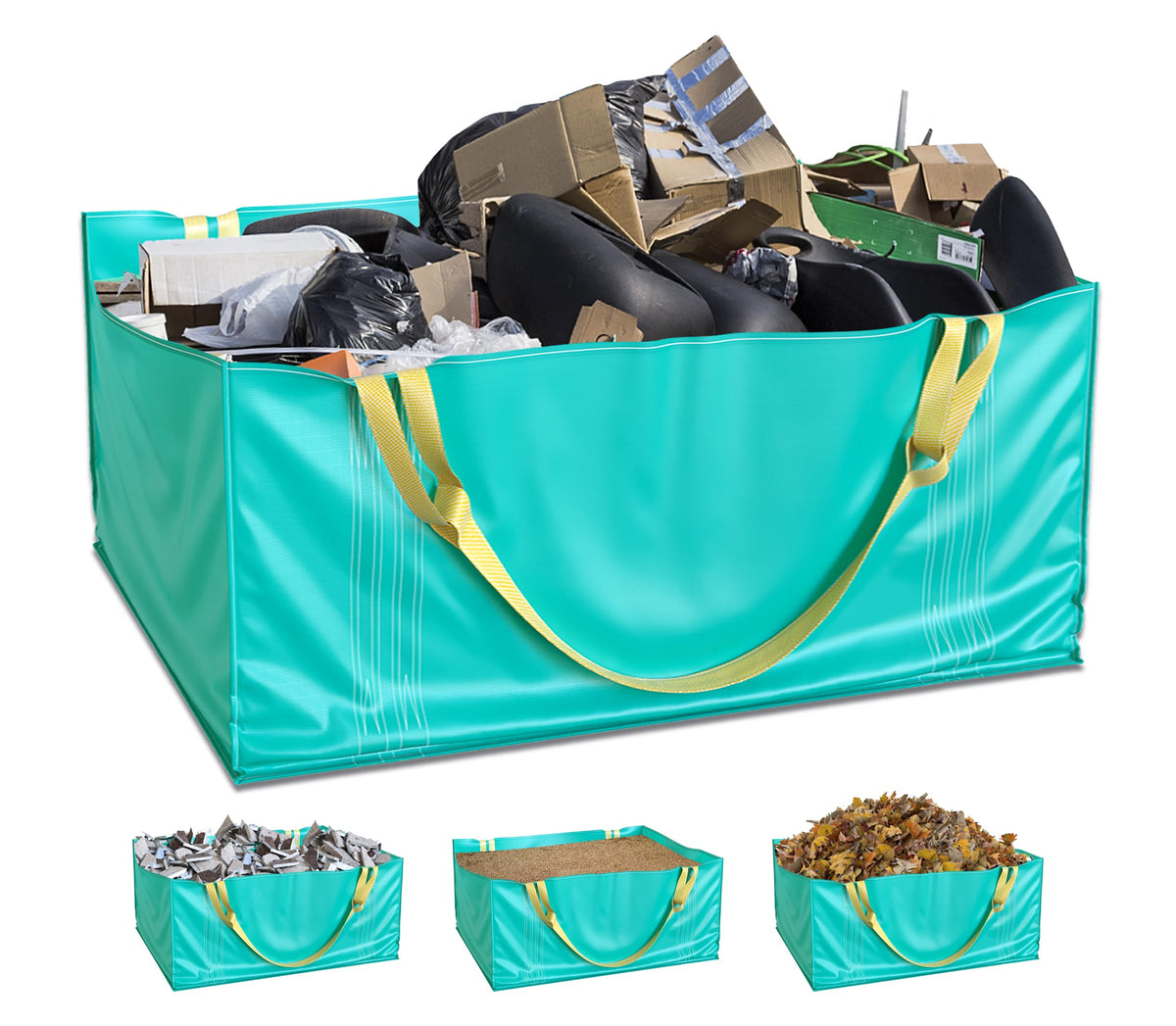 Skywin TidyFriend dumpster bag folded for easy storage and reuse