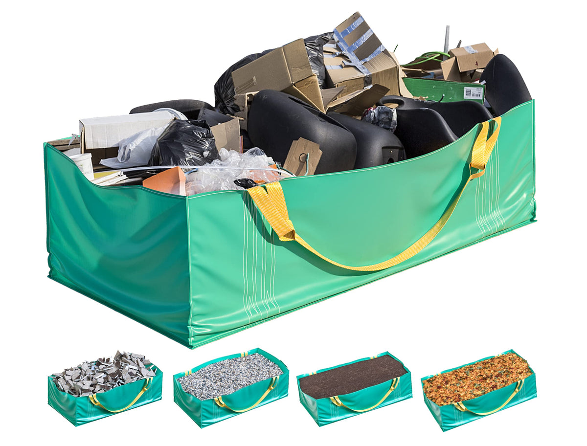 Skywin TidyFriend dumpster bag handling heavy debris up to 3,500 lbs for cleanup